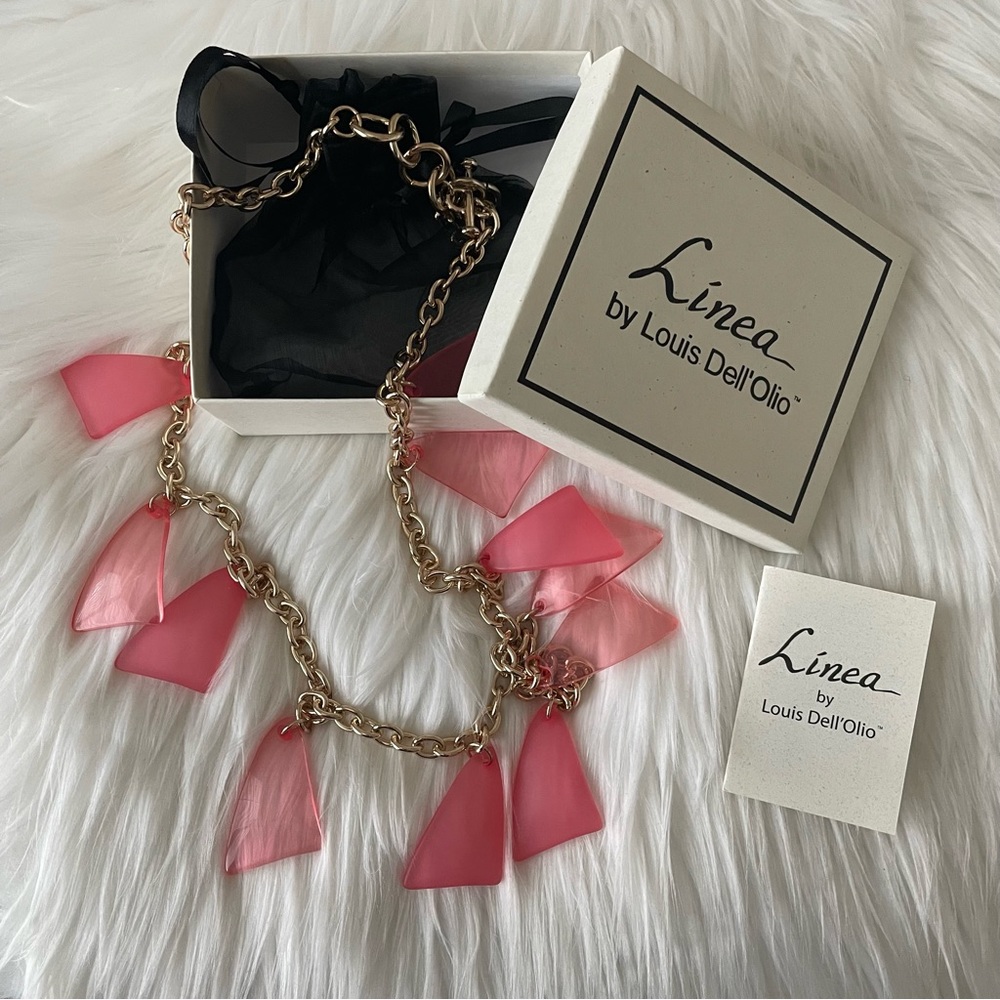 Linea by Louis Dell’Olio Pink Acrylic Toggle Statement Necklace & Earrings Set